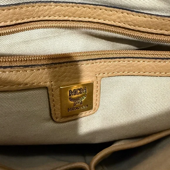 MCM Cognac Visetos Monogram Shoulder Bag with Gold Plaque - Picture 5 of 14